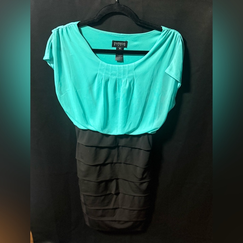 Enfocus Studio Teal and Black Dress